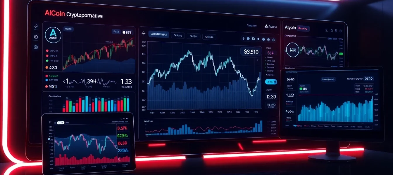 AICoin platform showcasing real-time crypto market analysis on a modern digital dashboard for secure trading and market insights.