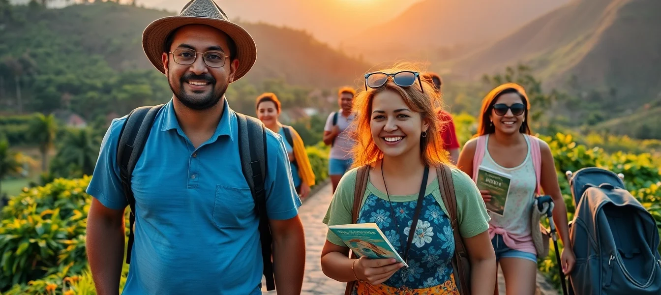 Guiding travelers through Lombok’s scenic paths, showcasing the essential role of a guide in tourism exploration and adventure.