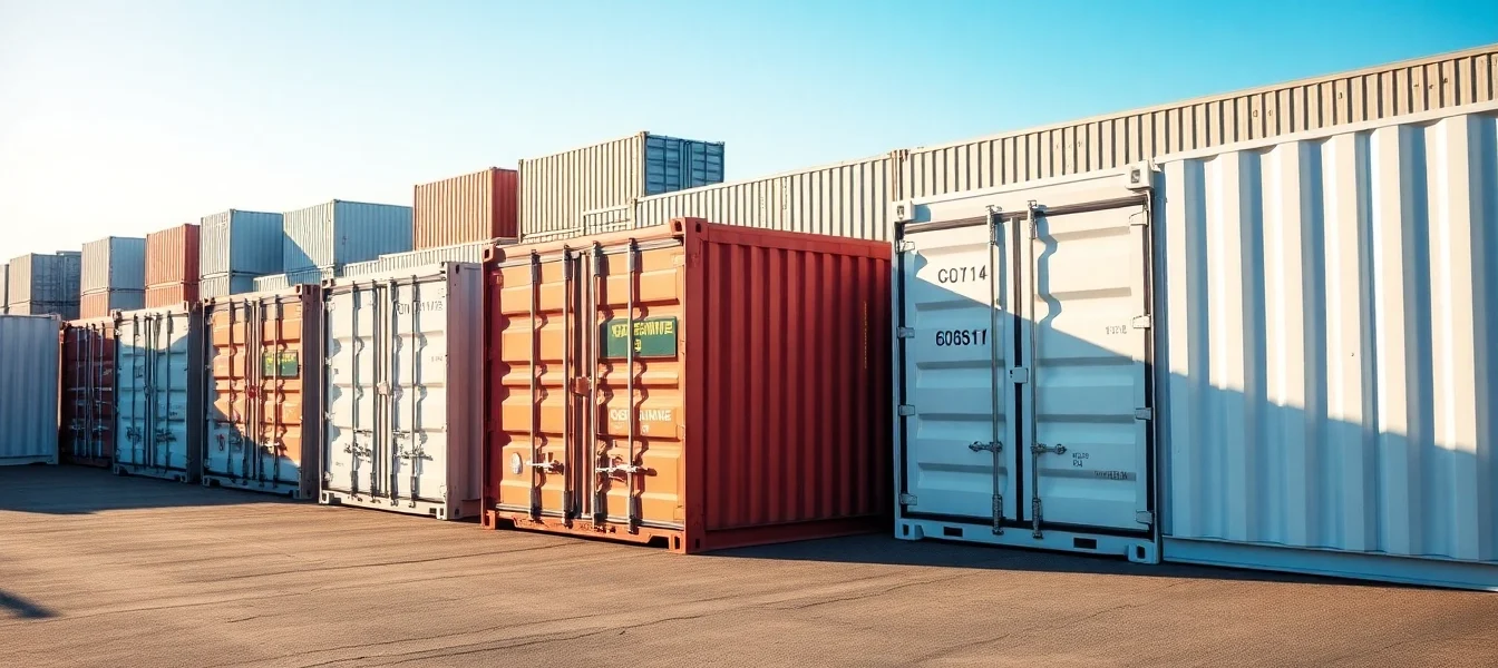 Efficient container rental yard featuring various shipping containers ready for hire, emphasizing accessibility and security