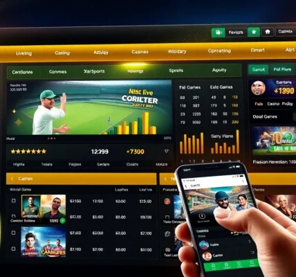 Gold365 logo displayed on a sleek mobile app screen showing live betting options for cricket and casino games, emphasizing security and ease of use.