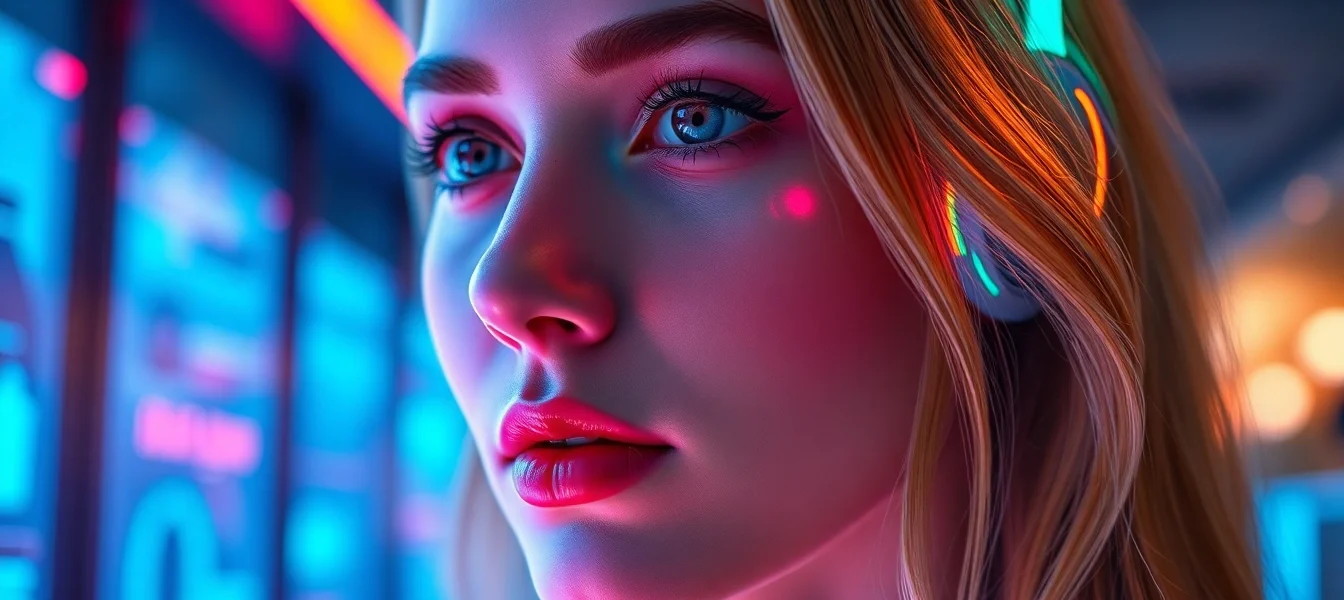 AI girlfriend engaging in a realistic conversation on a sleek screen, highlighting advanced emotional interaction and unfiltered NSFW chat capabilities.