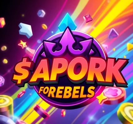 APORK for Rebels meme coin logo depicted with vibrant colors, blockchain motifs, and gambling
