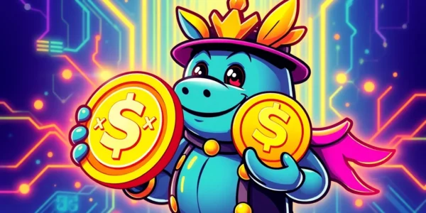 Community-driven APORK for Rebels meme coin featuring Pepe and blockchain elements to symbolize