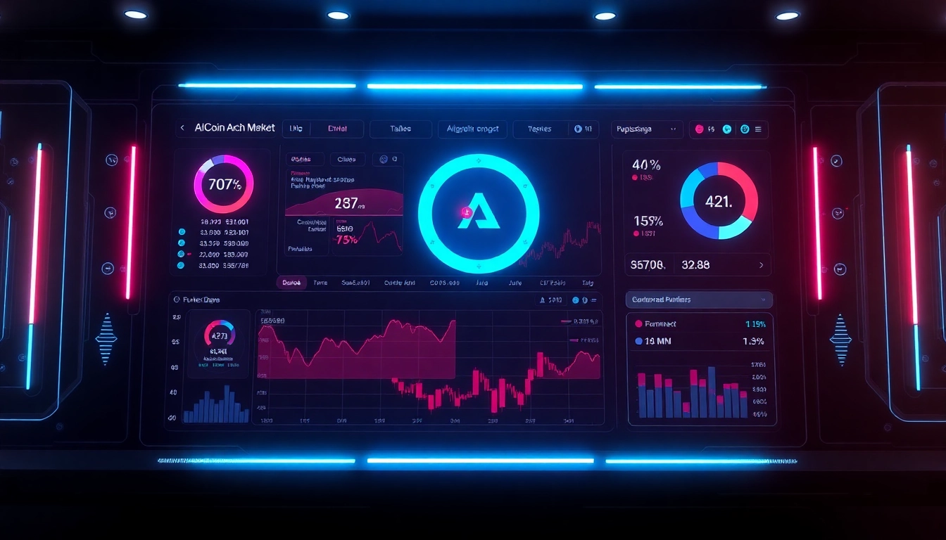 Professional analyzing live AICoin market data on a digital financial dashboard, showcasing